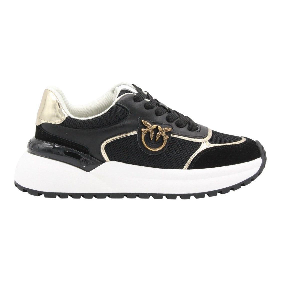 Pinko Sporty Black Sneakers With Gold Accents