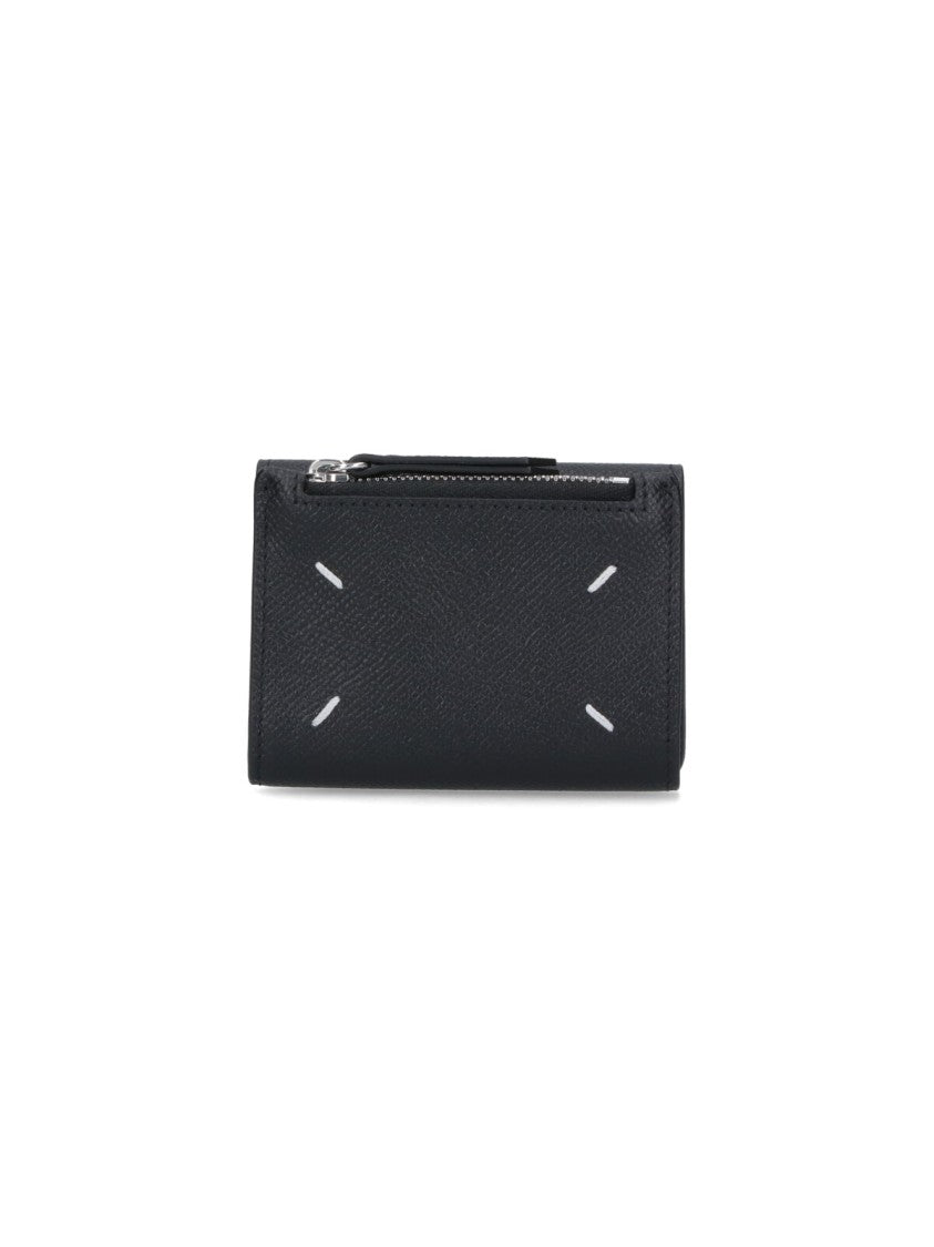 Maison Margiela Textured Black Wallet With Zippered Compartment