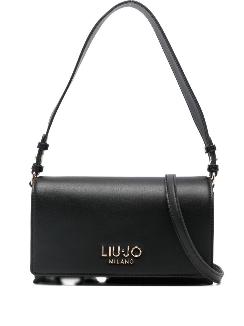 Liu Jo Rectangular Black Shoulder Bag With Flap Closure