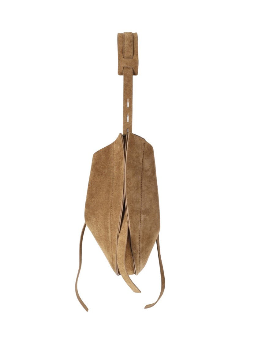 Minobossi Beige Liz Calfskin Suede Top-Handle Shoulder Bag