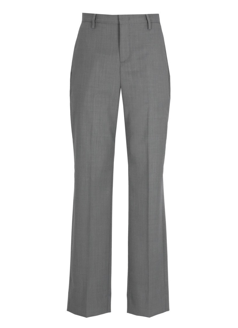 Briglia 1949 Grey Lutetigw Wool Wide-Leg Pants
