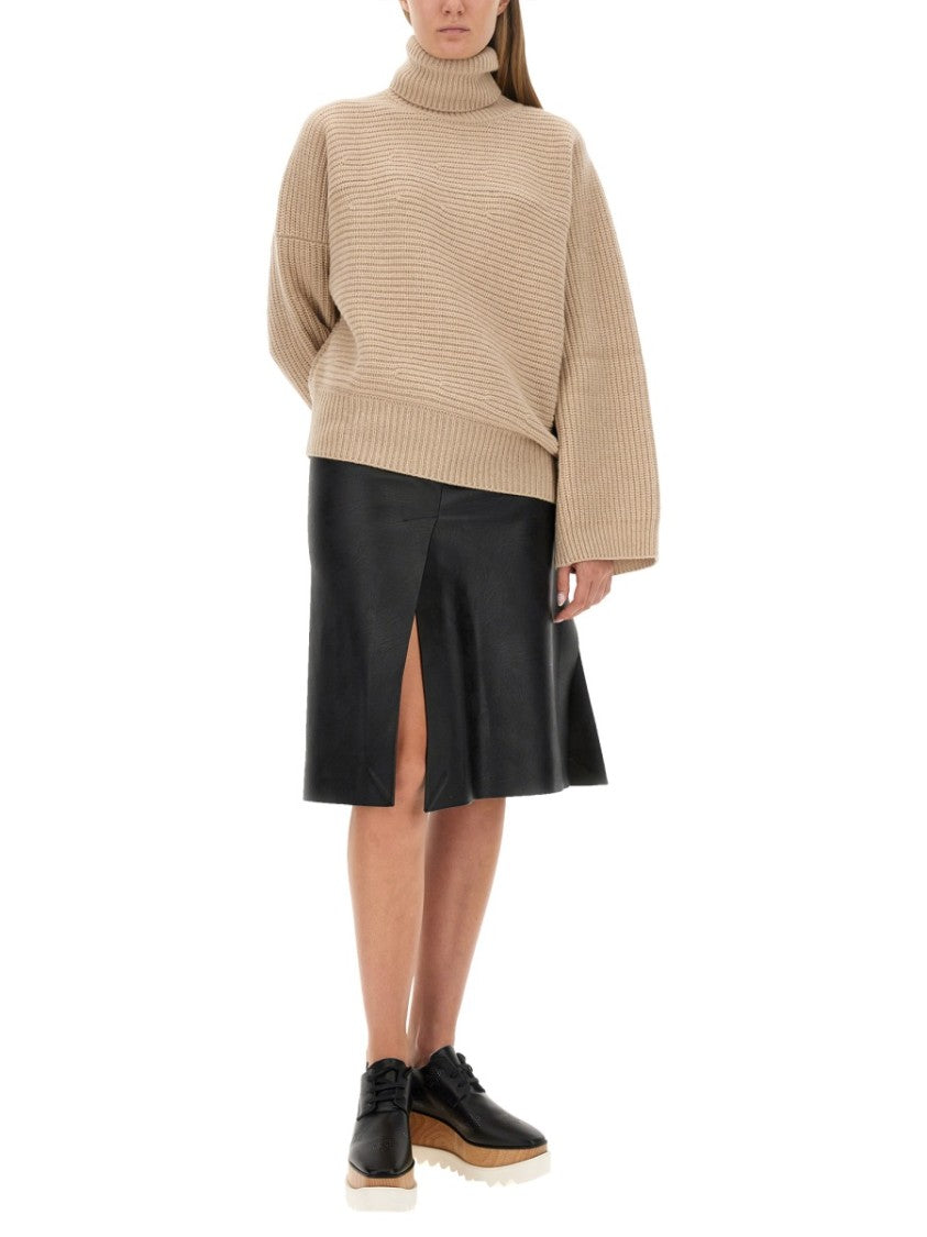 Stella Mccartney Textured Knit Oversized Turtleneck Shirt