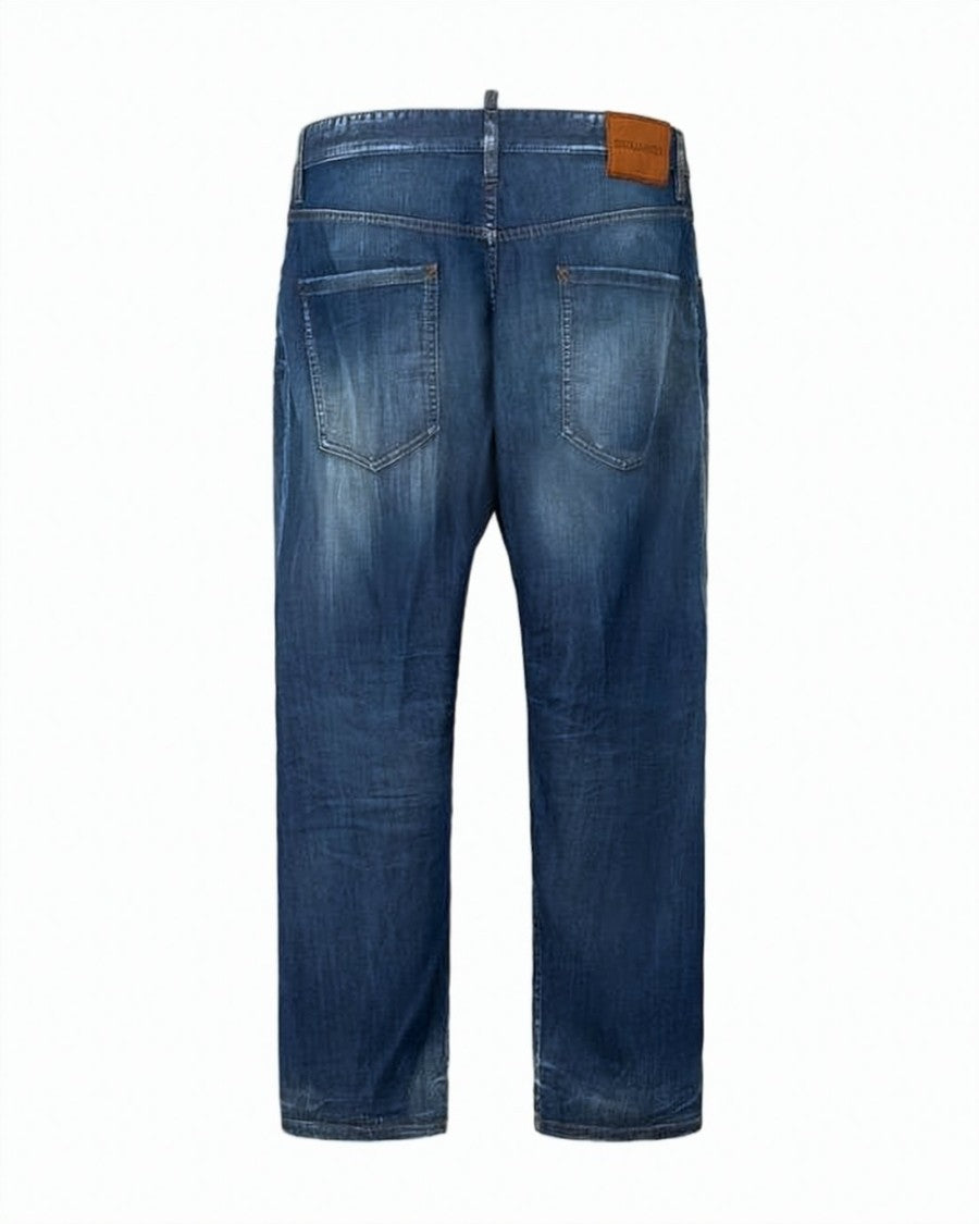 Dsquared2 Medium Blue Wash Denim Pants With Distressed Details