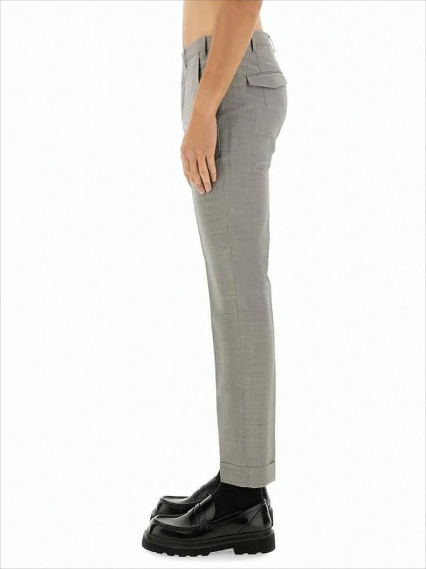 Pt Torino Straight Fit Light Grey Wool Blend Trousers