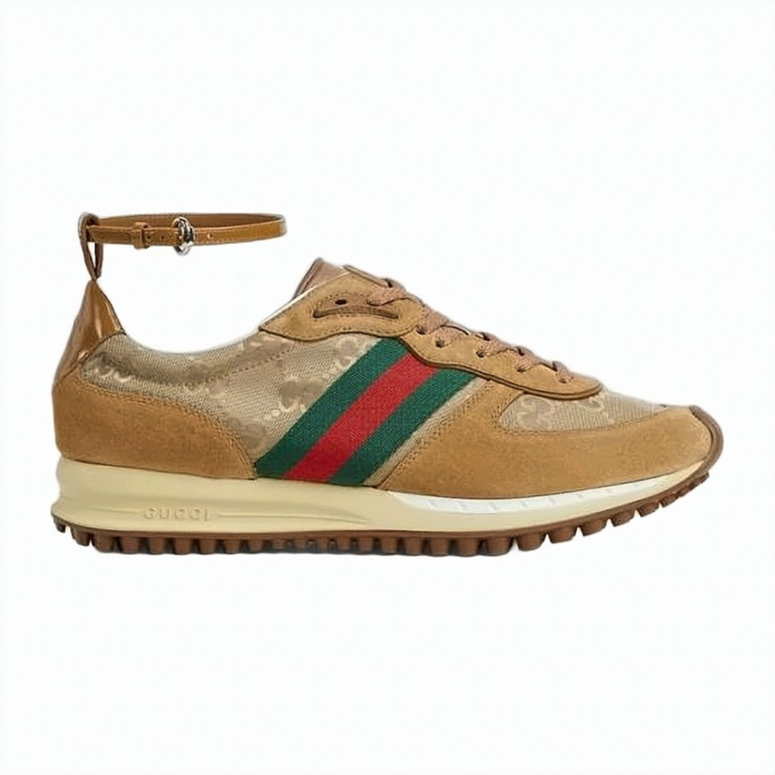 Gucci Suede And Nylon Sneakers With Unique Ankle Strap Detail