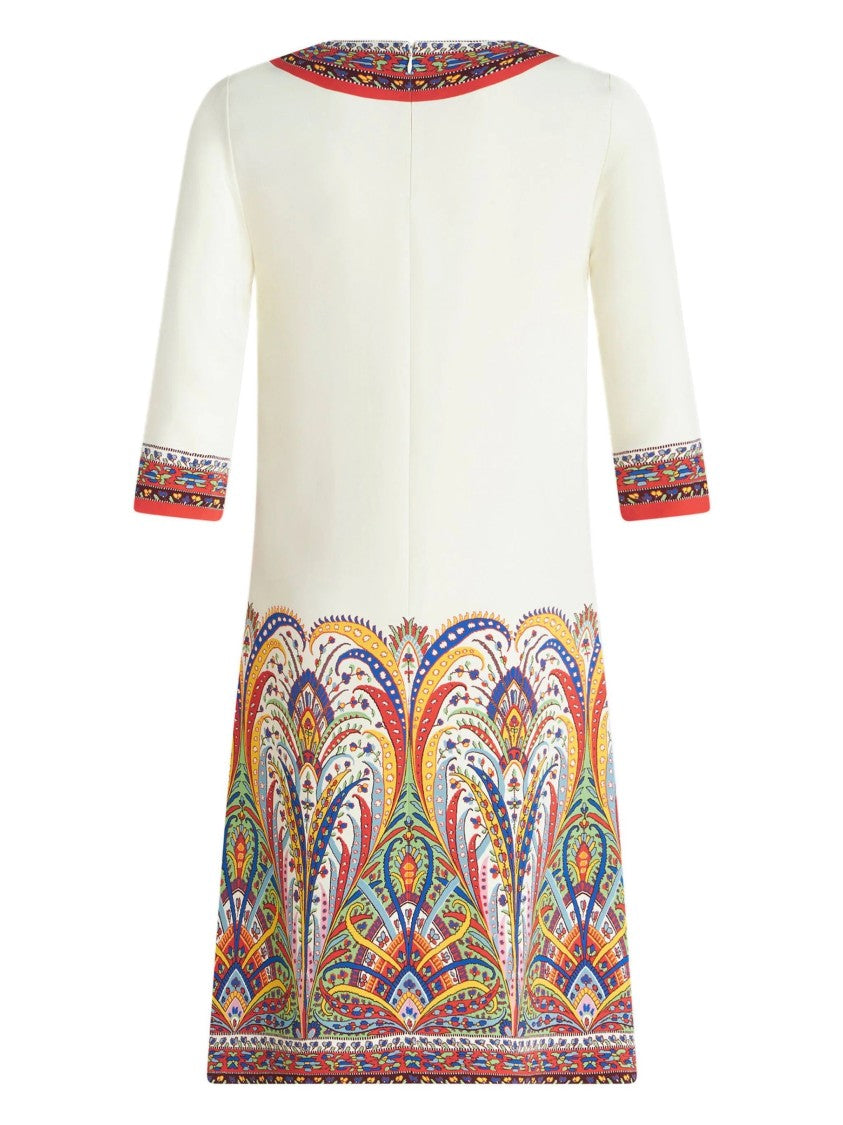 Etro Fitted Midi Dress With Intricate Paisley Hem