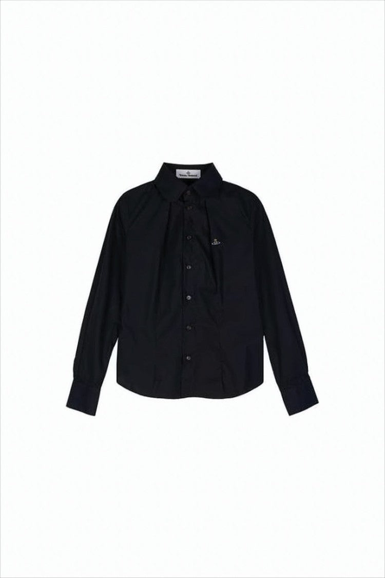 Vivienne Westwood Button-Down Black Shirt With Embroidered Logo