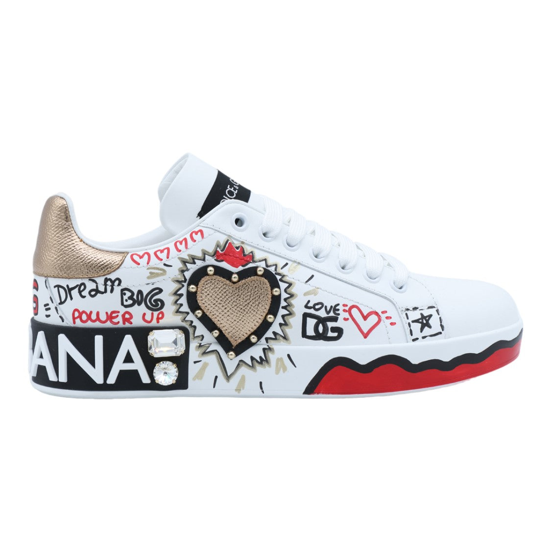 Dolce & Gabbana Graphic Statement Sneakers With Gold Accents