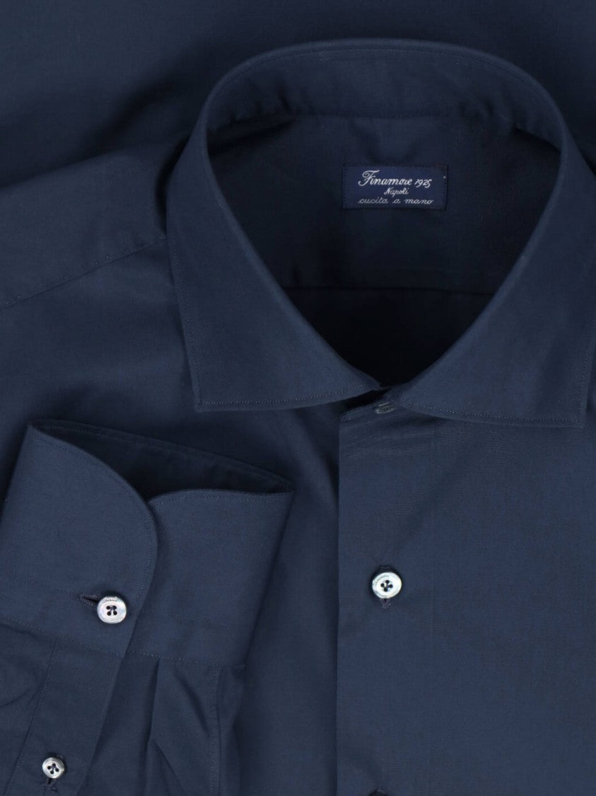 Finamore Tailored White Shirt With Button-Down Front