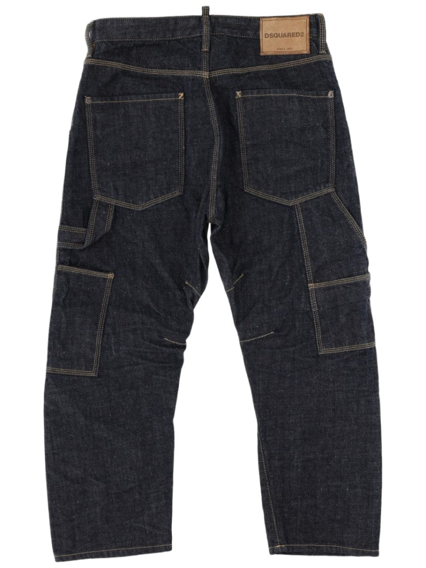 Dsquared2 Kawaii Relaxed Fit Cropped Patch Pocket Cotton Jeans