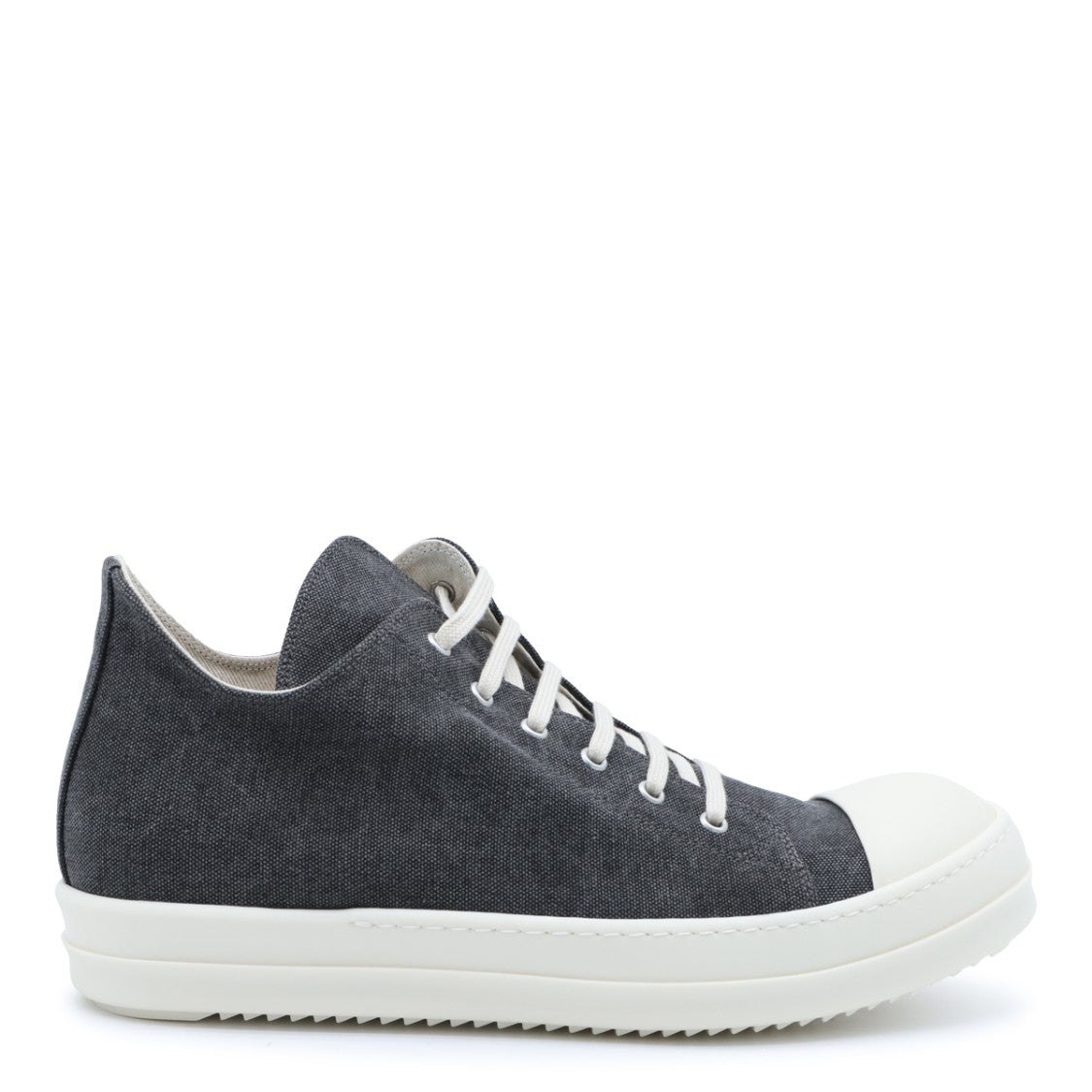 Drkshdw By Rick Owens Textured Grey Leather Sneakers With Round Toe And Elevated Sole