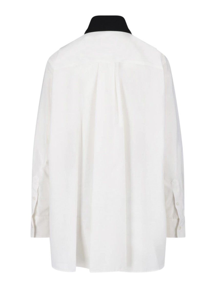 Sacai Maxi Shirt In Black And White Crepe Satin