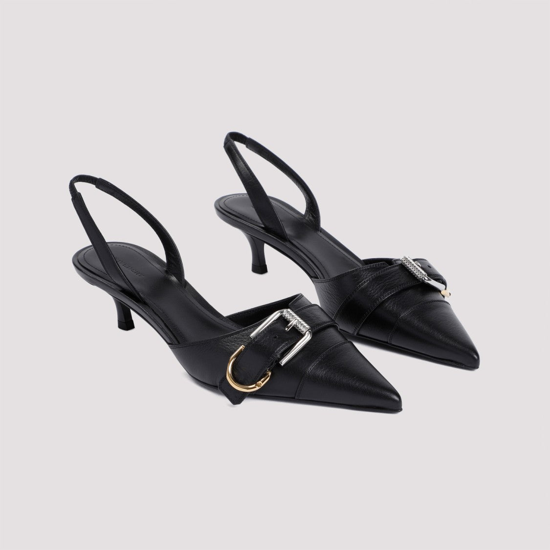 Givenchy Voyou 45Mm Slingback Black Bull Leather Sandals