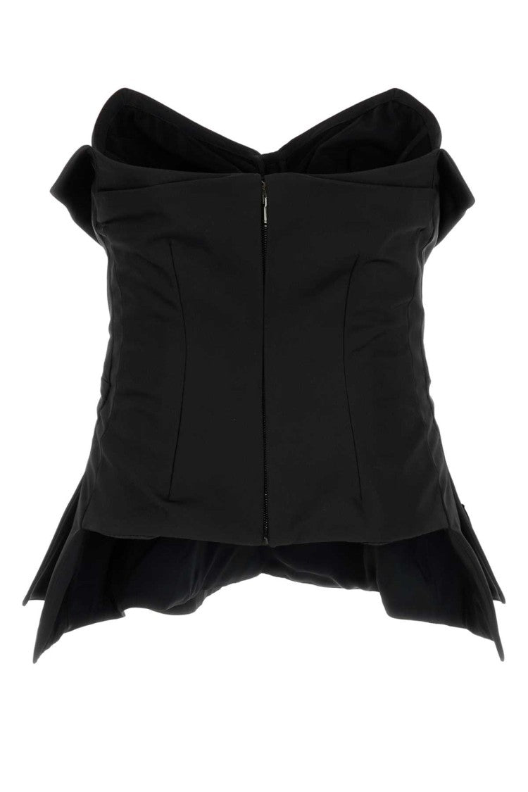 Alexander Mcqueen Black Satin Top