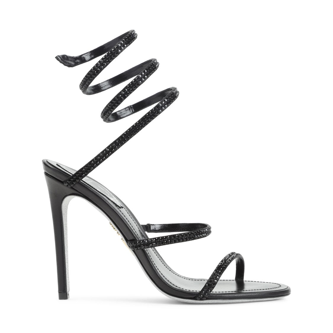 René Caovilla Black Satin Cleo Crystal Sandals