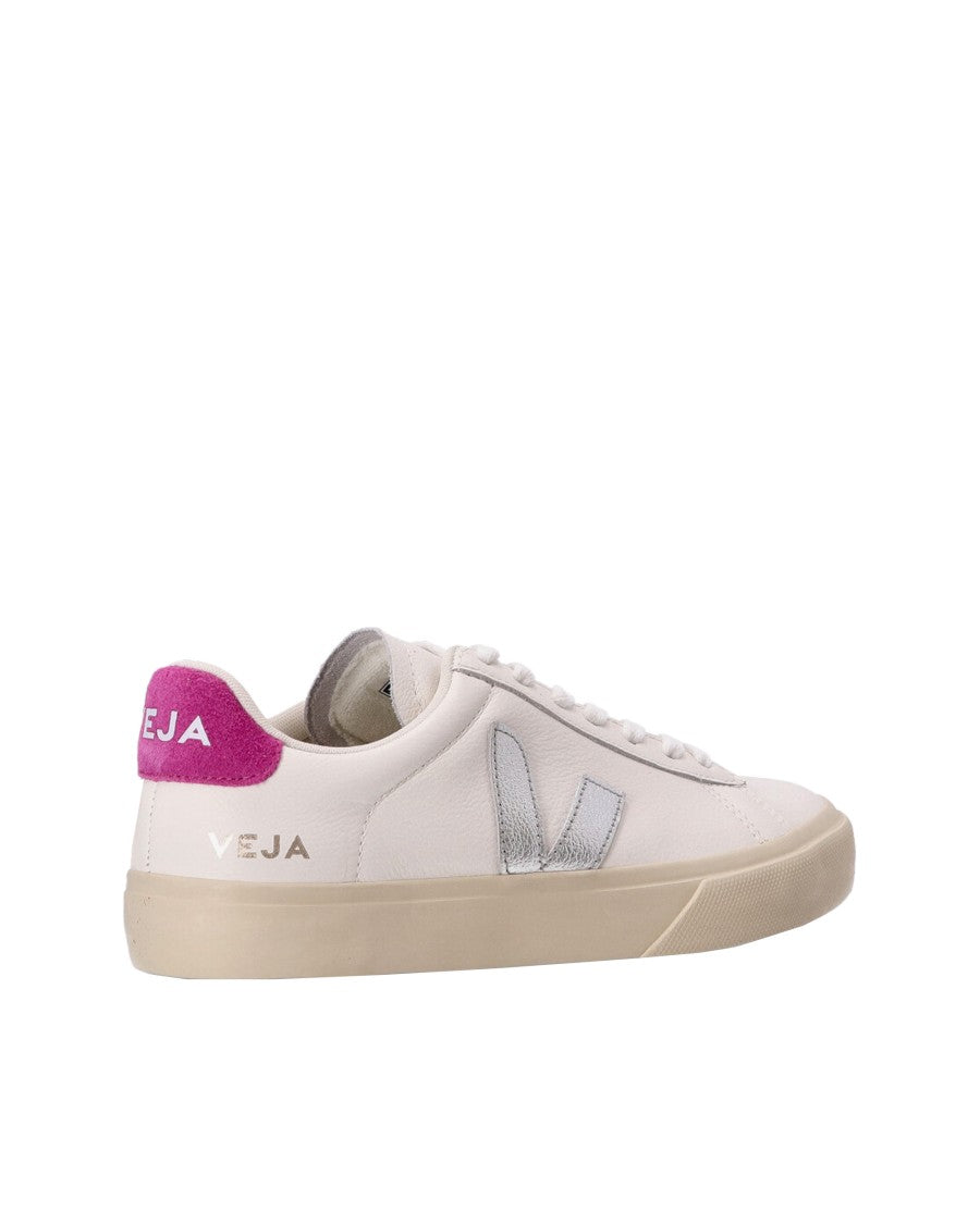 Veja Campo Chromefree Sneakers In White, Silver, Ultraviolet