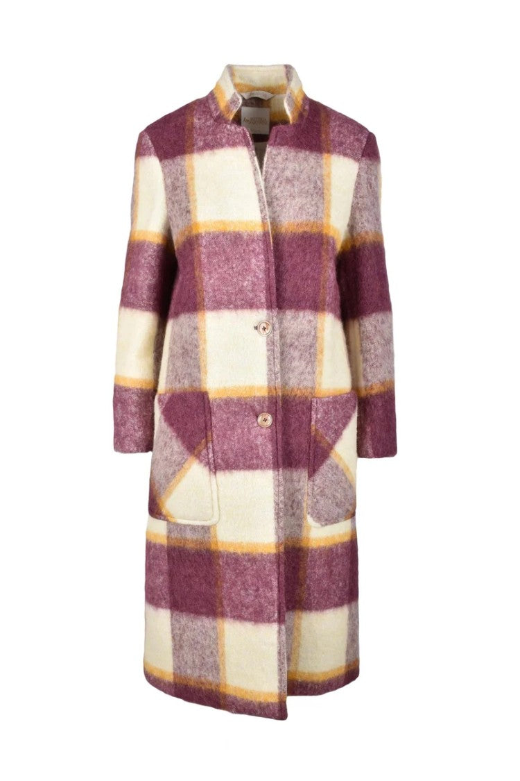 Bottega Martinese Long Coat Alpaca Mohair Wool - Beige/Bordeaux