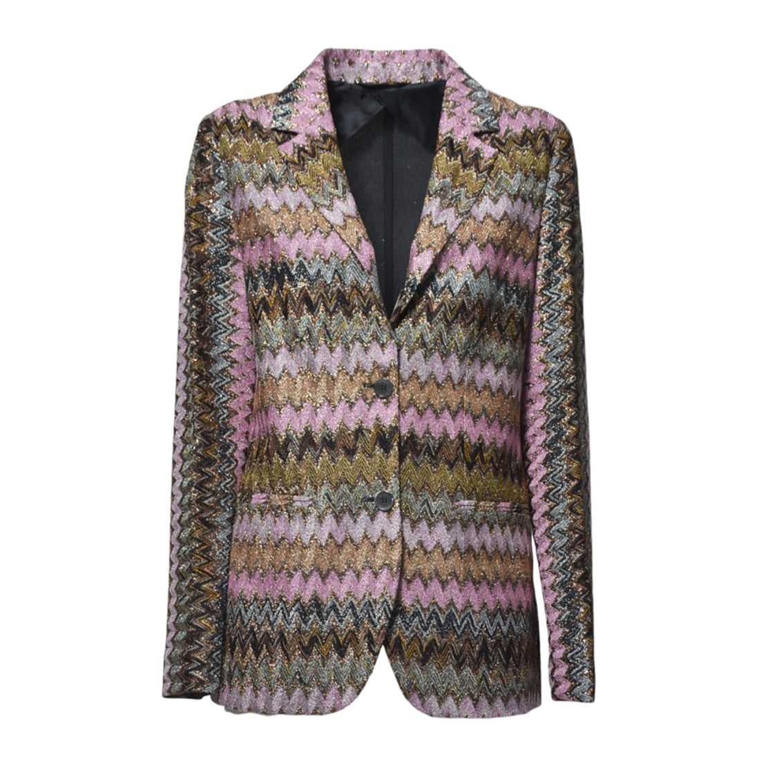 Missoni Pink Lame Chevron Viscose Knit Blazer