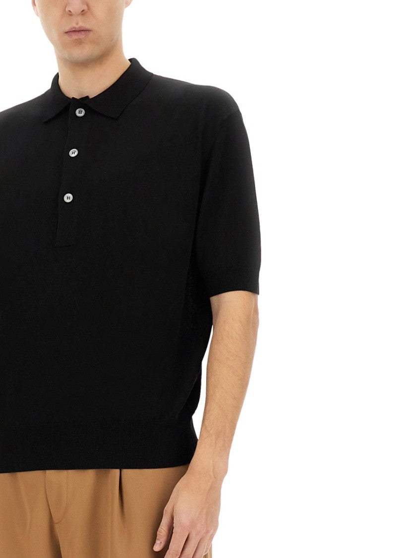 Lardini Classic Black Organic Cotton Polo Shirt