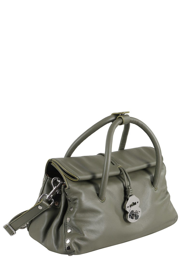 Zanellato Olive Green Leather Dotta Saeta Small Handbag