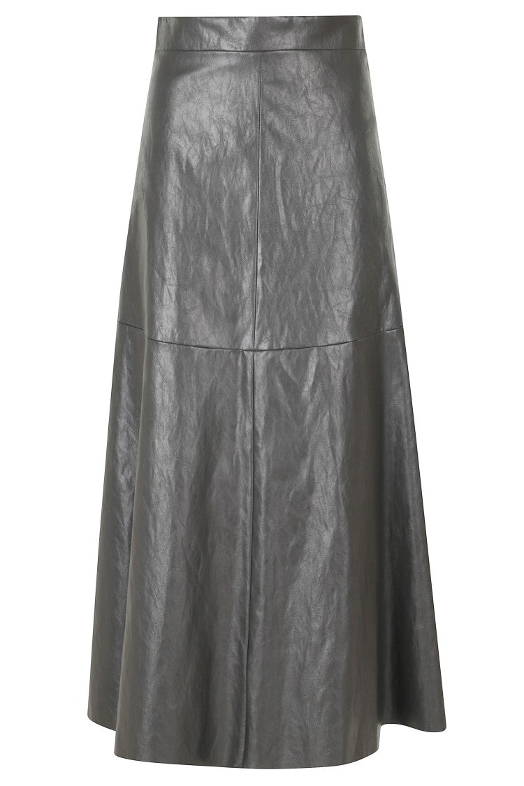 Federica Tosi Anthracite Leather Metal Trim Circle Polyurethane Skirt