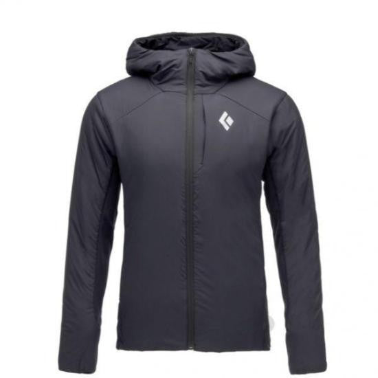 Black Diamond Hooded Jacket With Matte Finish And Lightweight Comfort