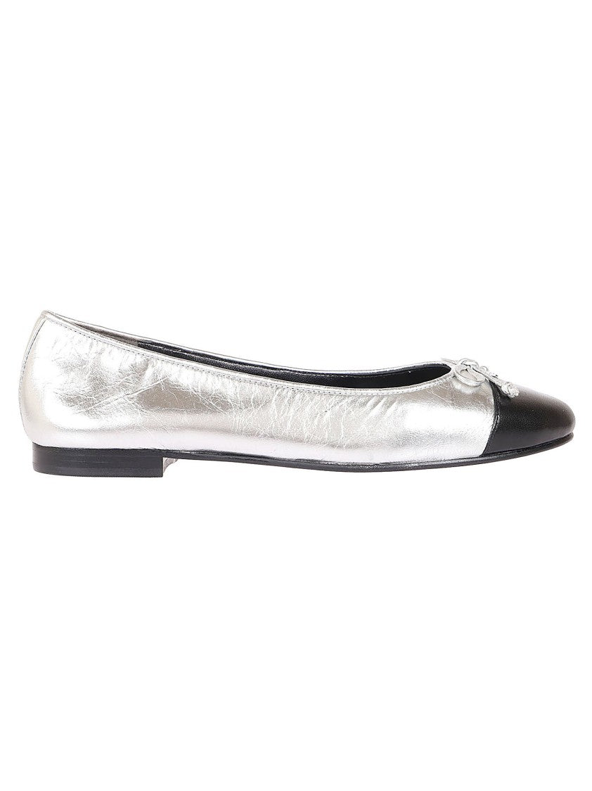 Tory Burch Silver Leather Ballet Flats