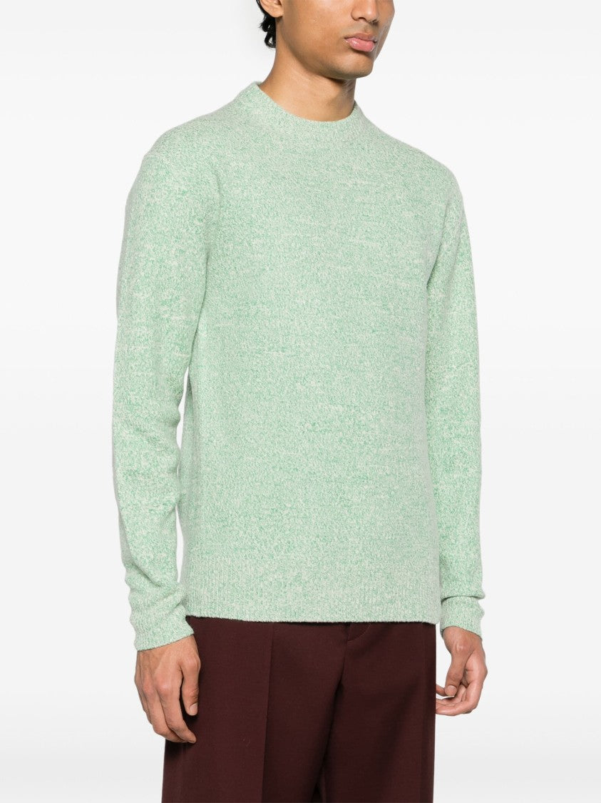 Jil Sander Green Textured Knit Viscose Sweater