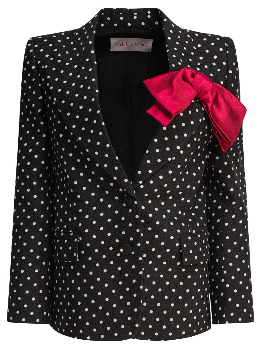 Valentino Black Polka Dot Tailored Jacket