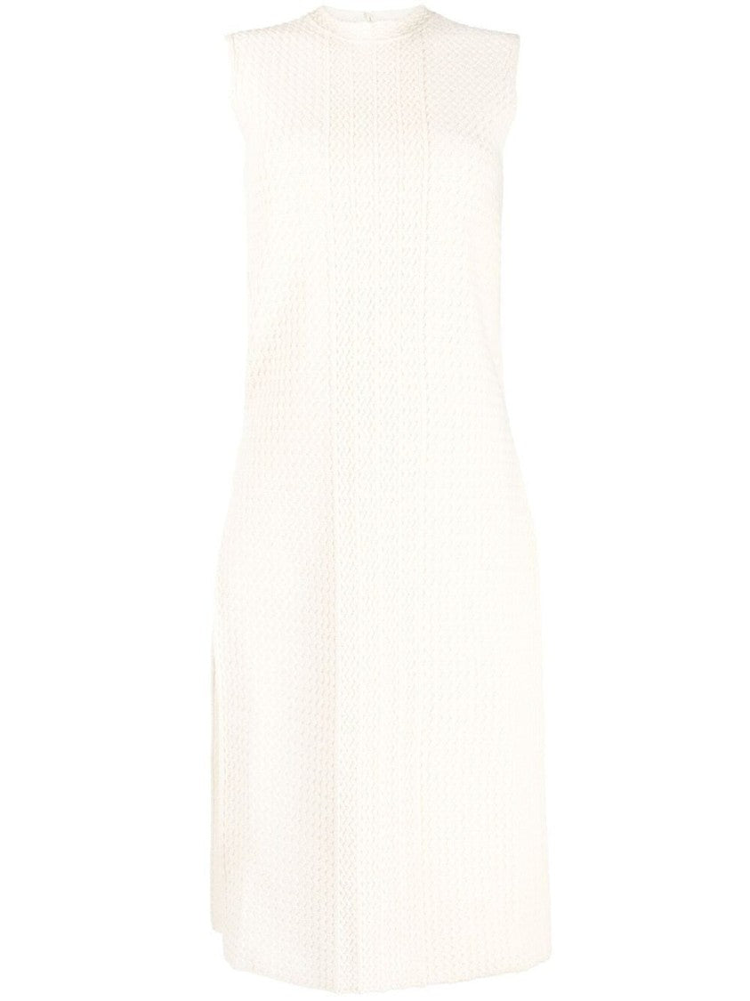Jil Sander Textured Beige Midi Dress With Minimalist Design
