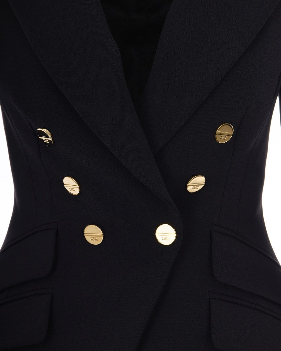 Elisabetta Franchi Black Logo Gioiello Polyester Blazer