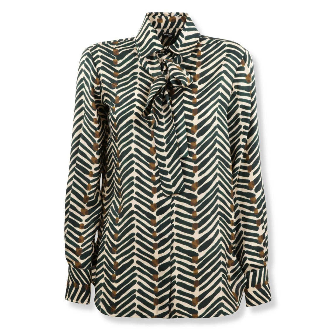 Kiton Geometric Print Silk Shirt With Bow