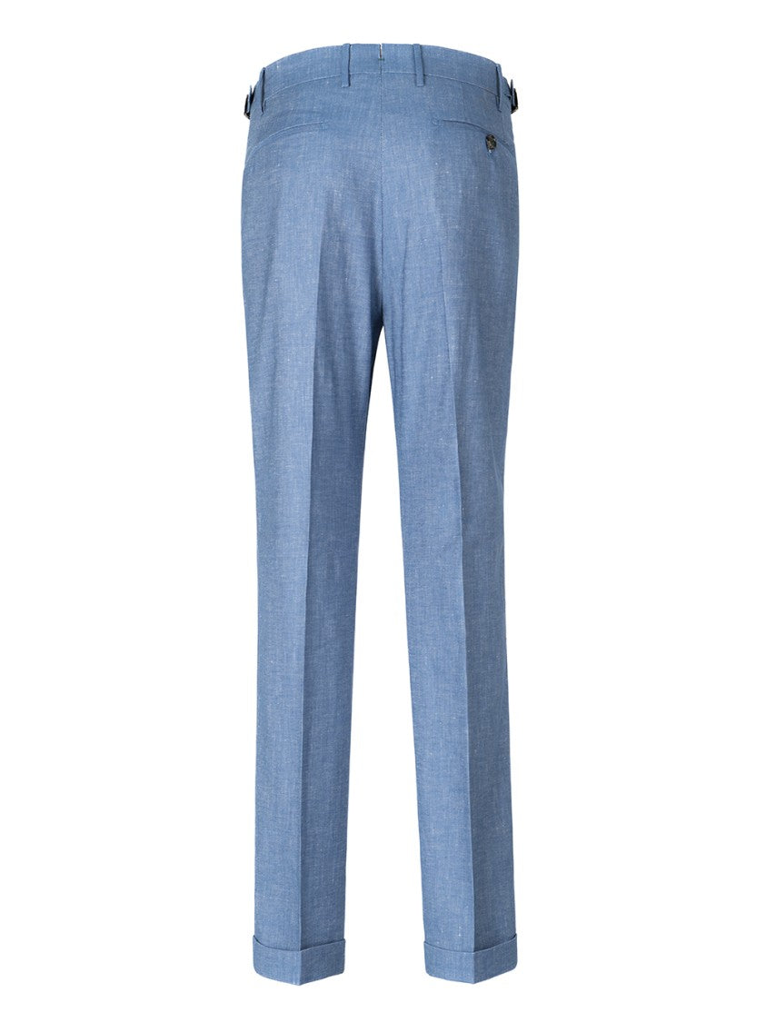 Berwich Classic Tailored Blue Linen Blend Pants