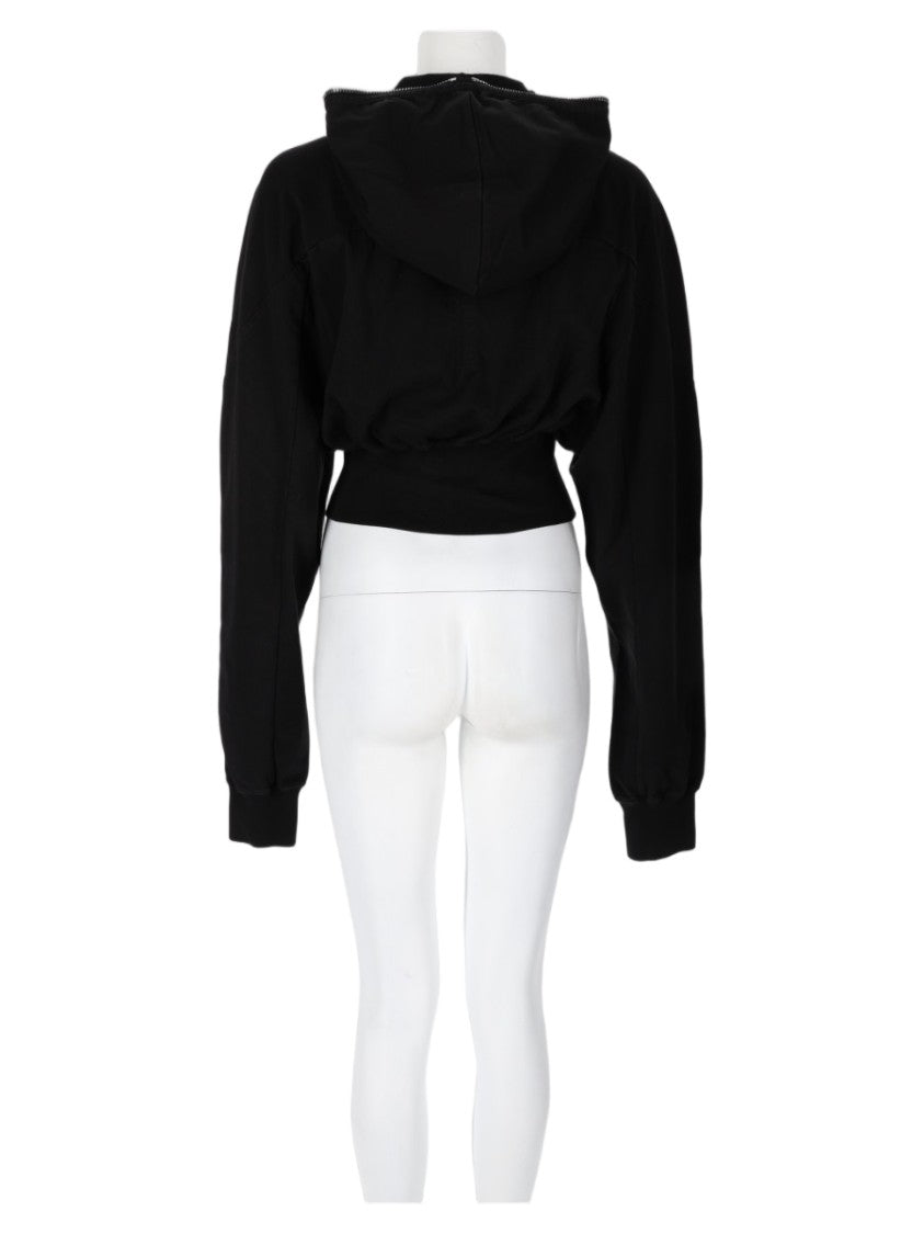 Drkshdw By Rick Owens Cropped Zipper Closure Strap Detail Cotton Hoodie