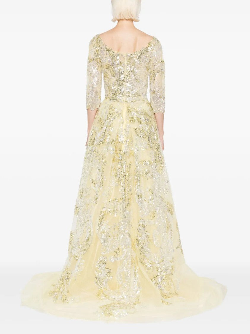 Saiid Kobeisy Embroidered Long Dress With Overskirt