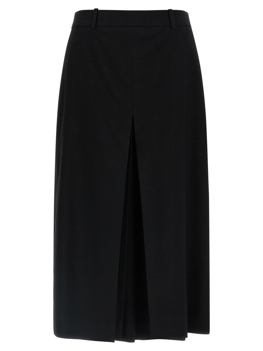 Saint Laurent Midi Wool Skirt With Silk Lining
