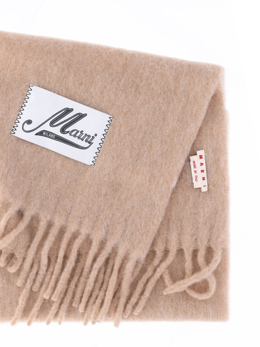 Marni Beige Alpaca Blend Fringed Scarf