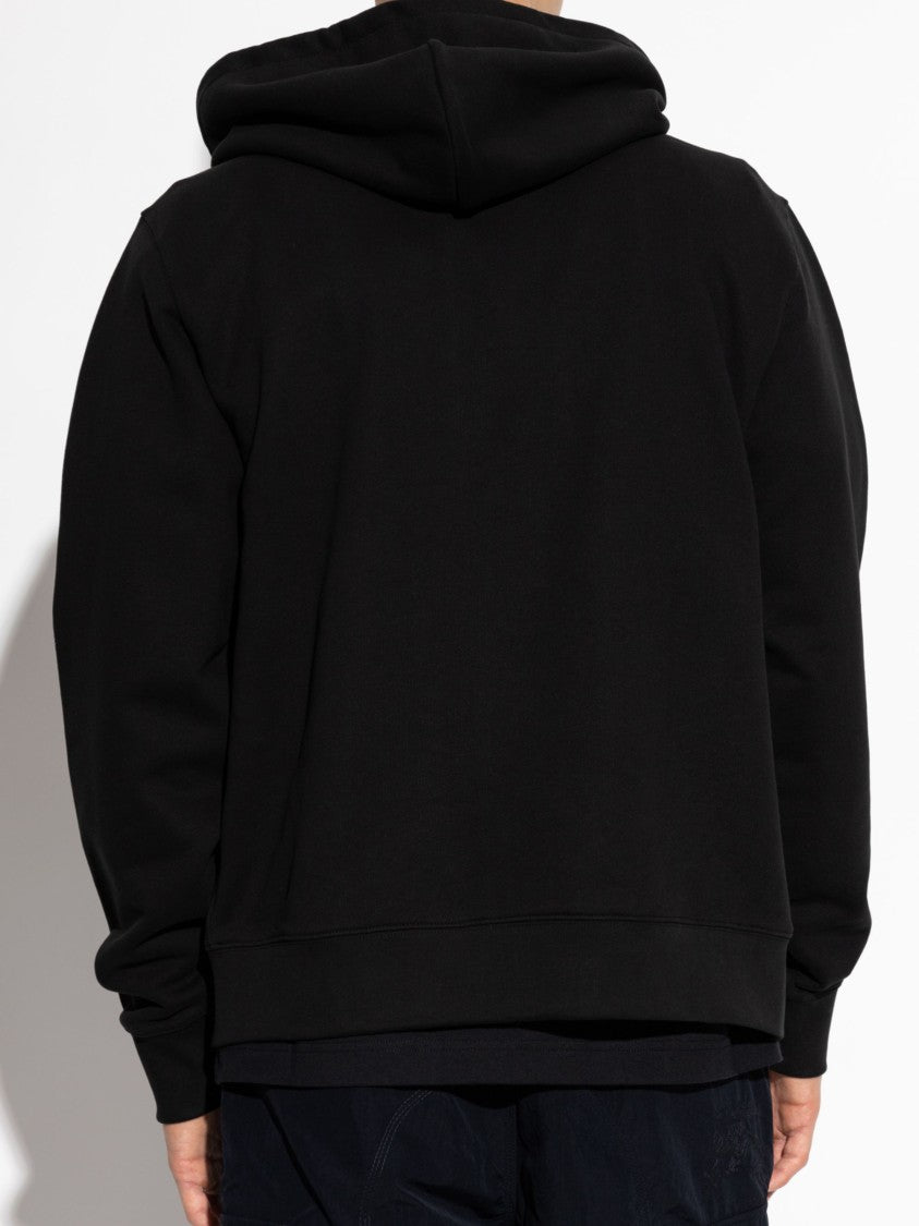 Burberry Black Cotton Check Zip-Up Sweatshirt