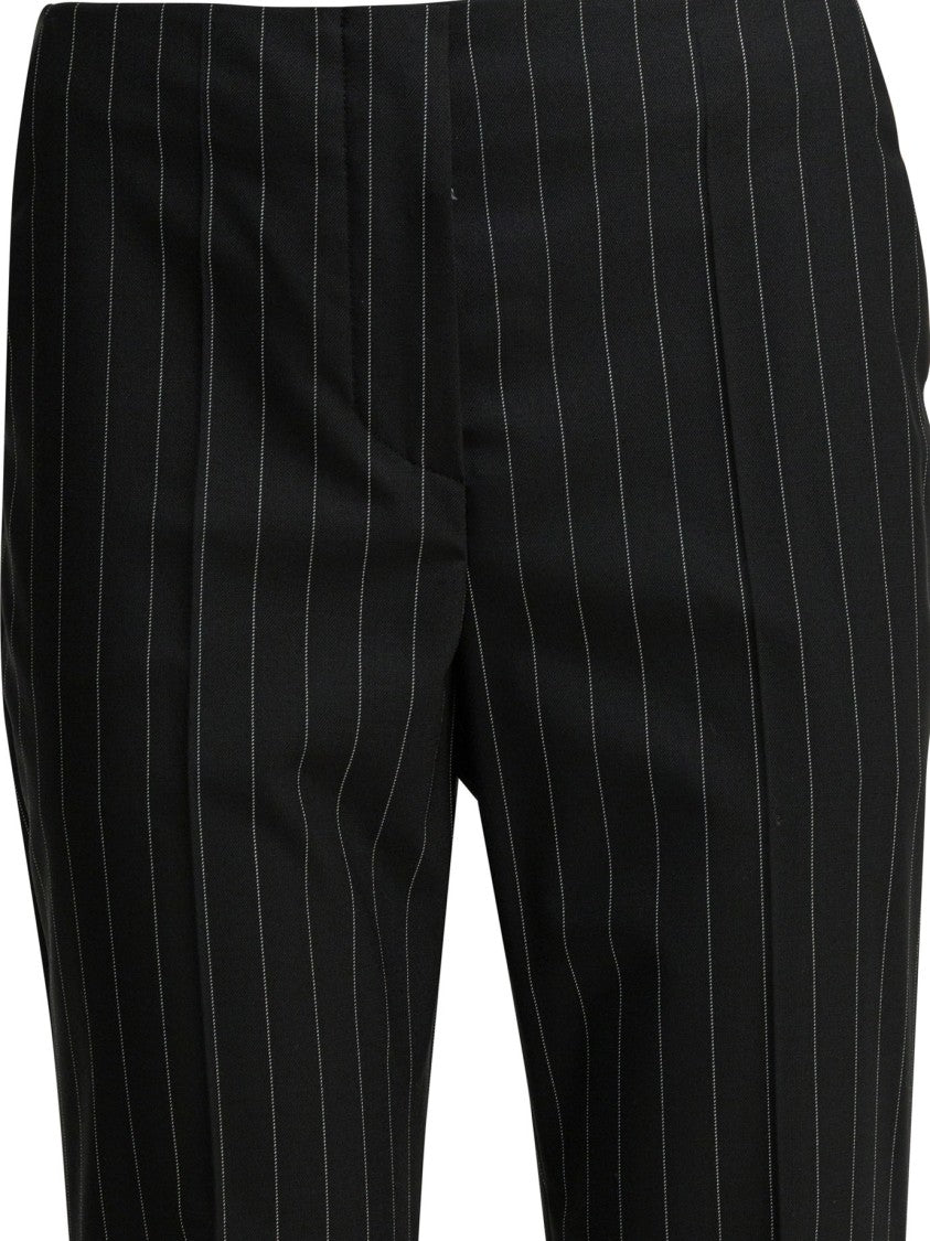 Max Mara Pinstripe Wide Trousers With Tailored Fit And Flared Hem