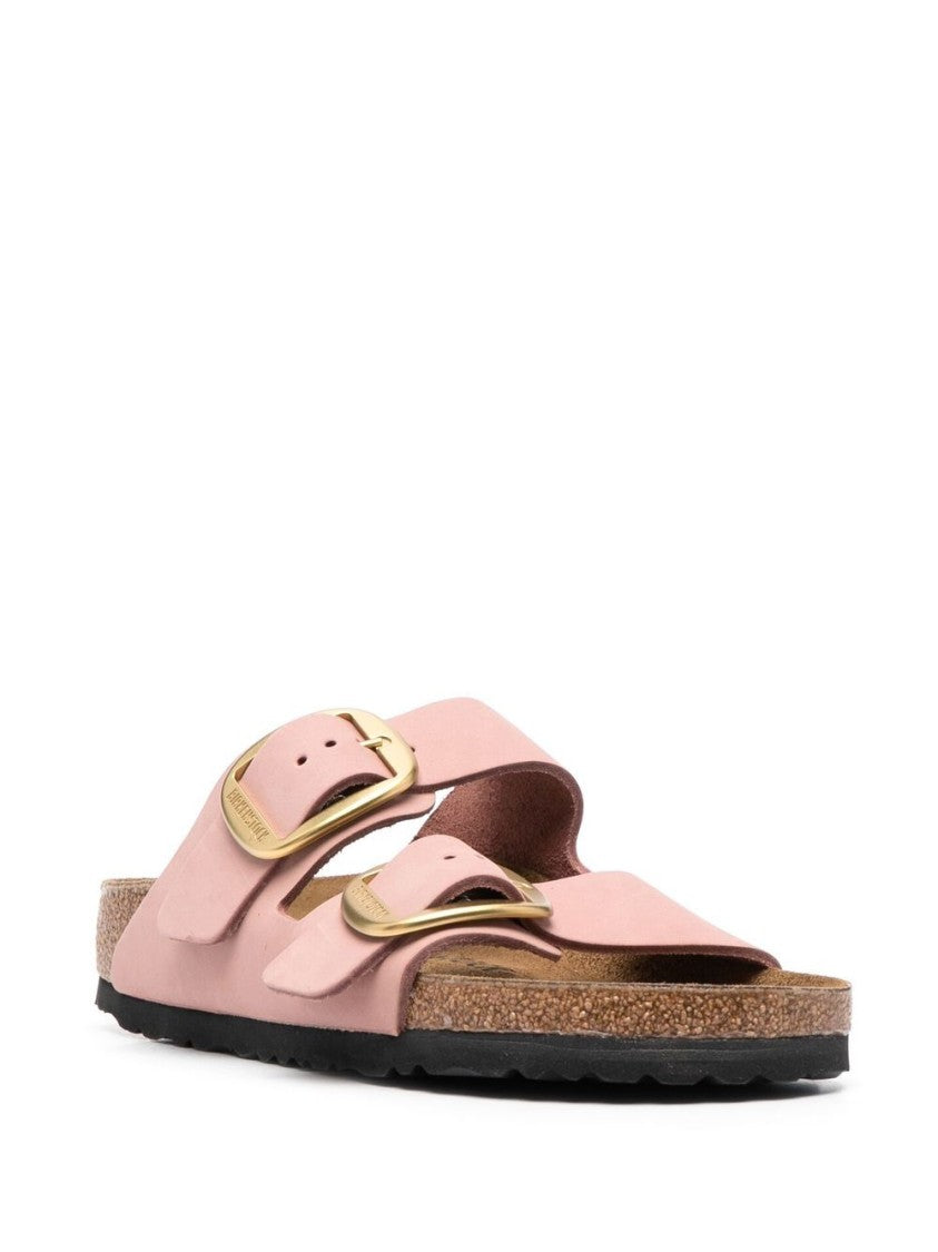 Birkenstock Contoured Pink Leather Sandals With Elegant Buckles