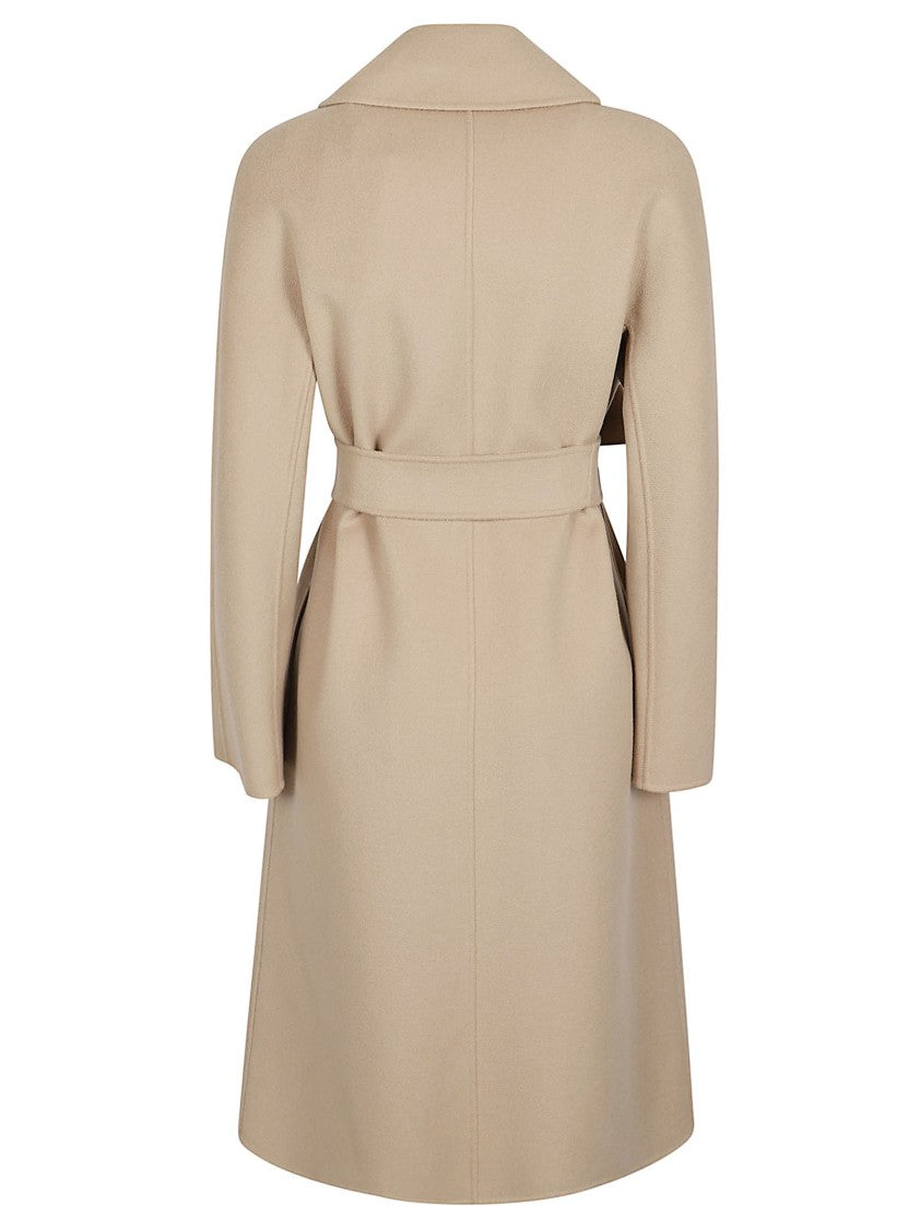 Max Mara Tailored Coat With Wide Lapel Collar And Self-Tie Belt