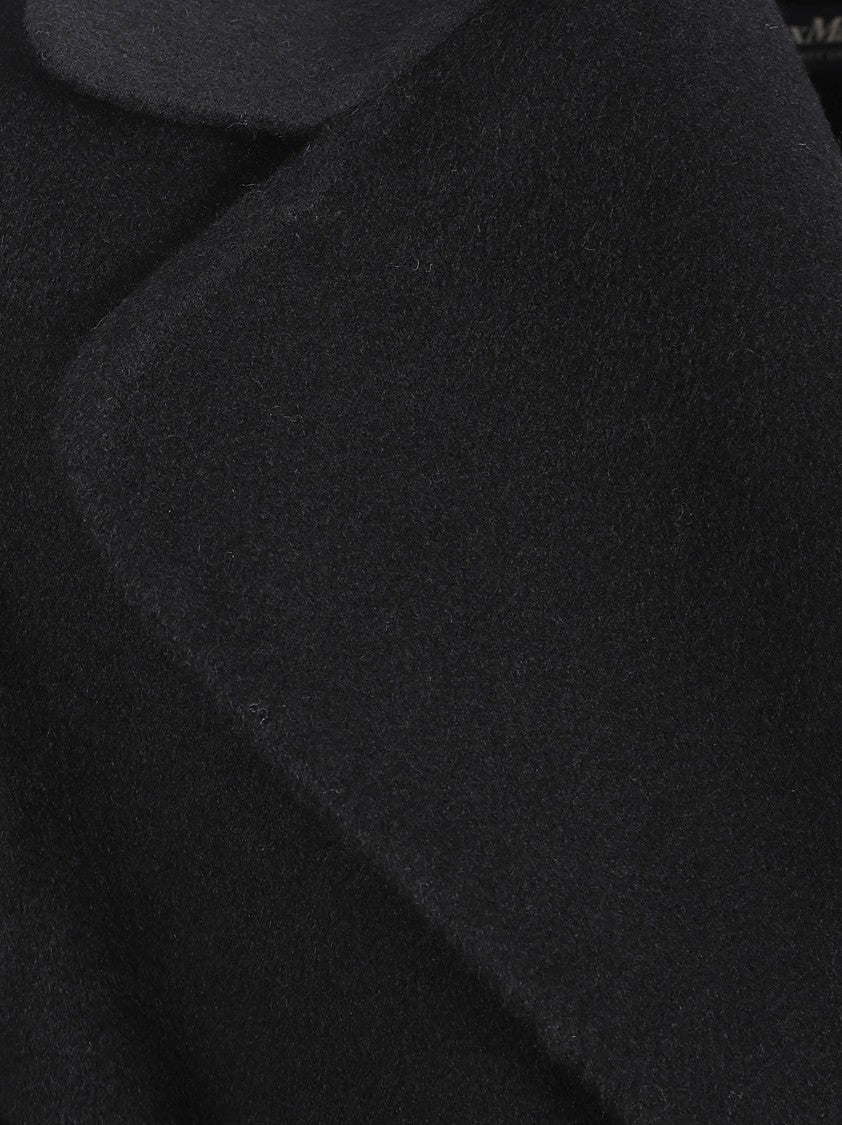 Max Mara Wrap-Style Black Coat With Self-Tie Belt