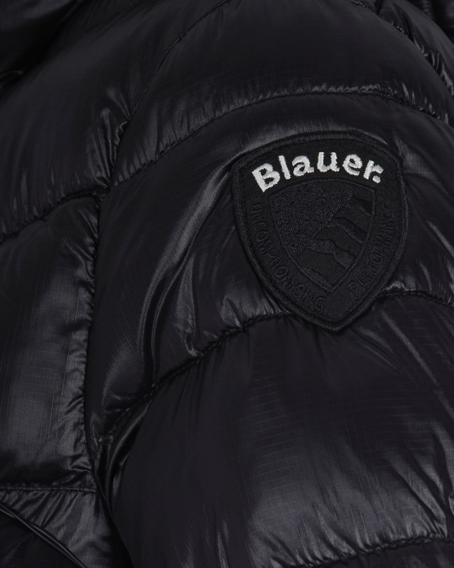 Blauer Black Adelaide Micro Rip Nylon Long Down Jacket