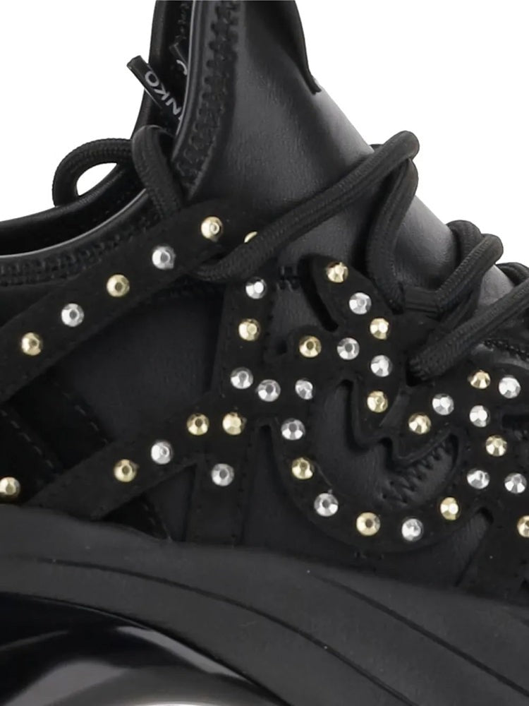 Pinko Black Ariel 28 Sculpted Metallic Accents Trainers