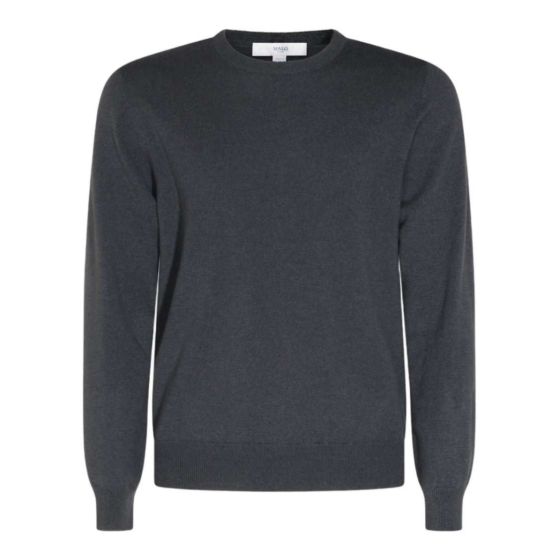 Malo Fine-Knit Grey Sweater With Ribbed Details