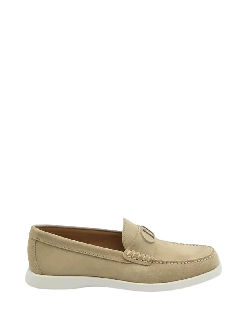 Christian Dior Soft Suede Loafers With Calf Leather Accents And Rubber Sole