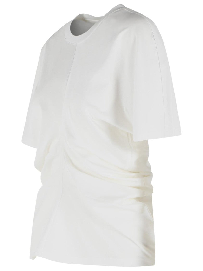 Róhe Draped T-Shirt In White Cotton Blend