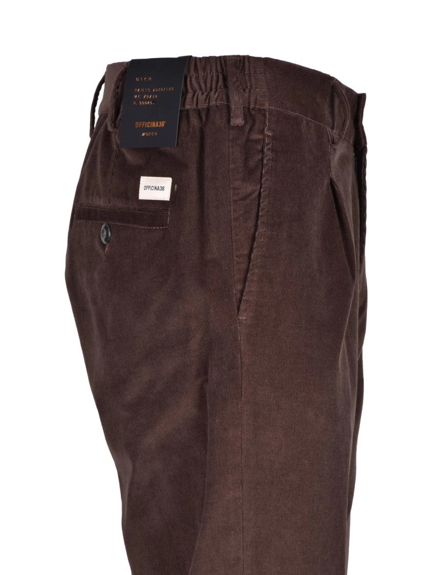 Officina 36 Brown Stretch Cotton Regular Fit Chino Pants