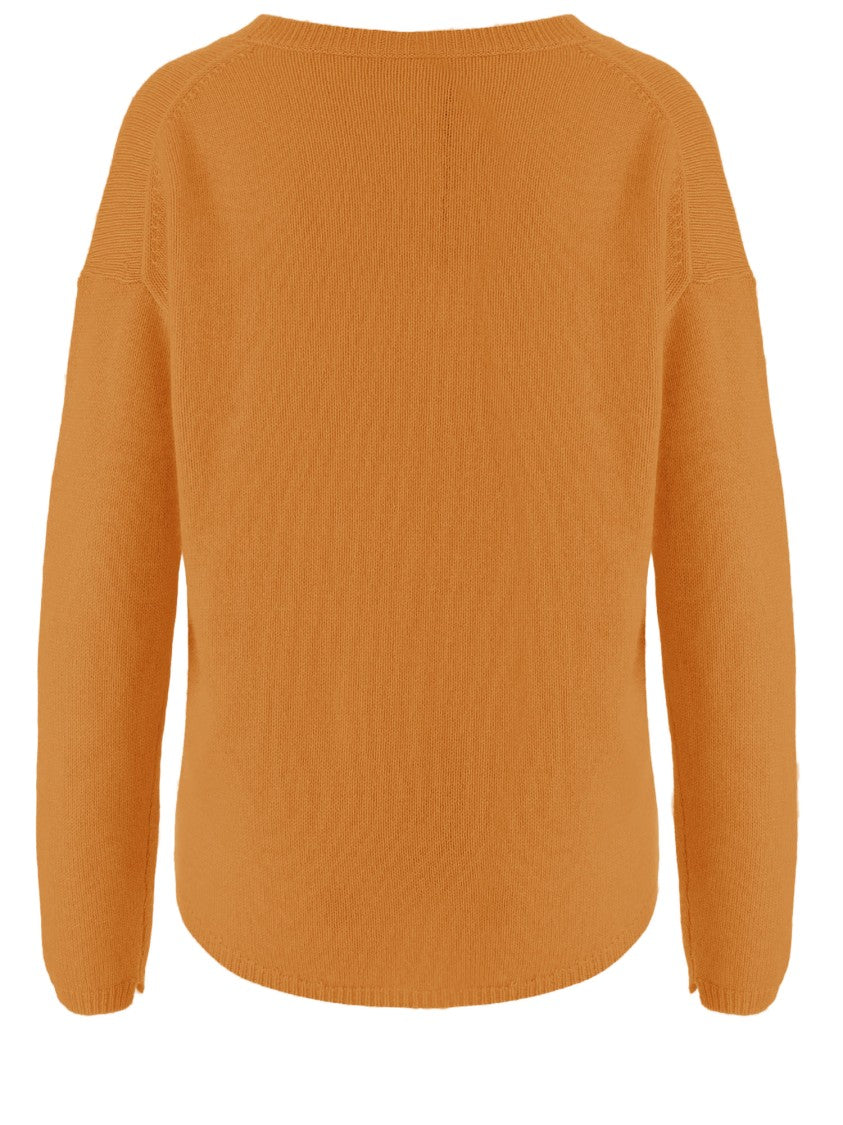 Allude V-Neck Cashmere Sweater With Ribbed Edges
