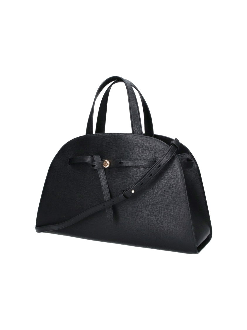 Tory Burch Black Romy Gold Accent Calfskin Handbag
